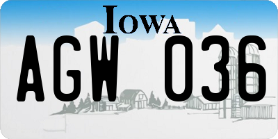 IA license plate AGW036