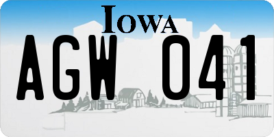IA license plate AGW041