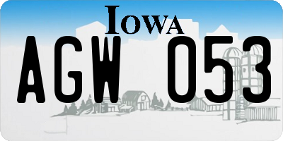 IA license plate AGW053