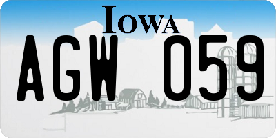 IA license plate AGW059