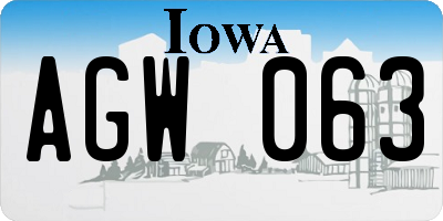 IA license plate AGW063