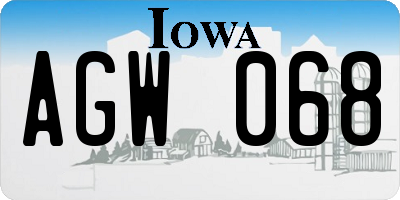 IA license plate AGW068
