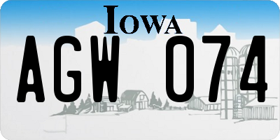 IA license plate AGW074