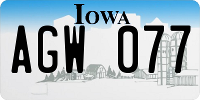 IA license plate AGW077