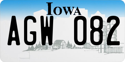 IA license plate AGW082
