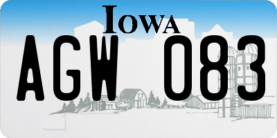 IA license plate AGW083