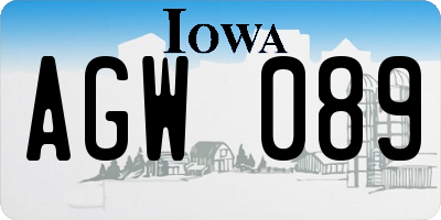 IA license plate AGW089