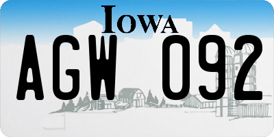 IA license plate AGW092