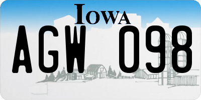 IA license plate AGW098