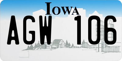 IA license plate AGW106