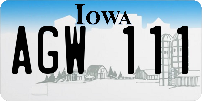 IA license plate AGW111