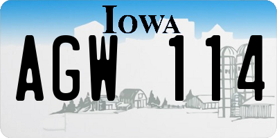 IA license plate AGW114