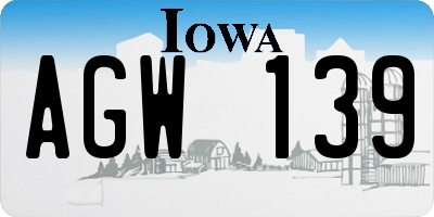 IA license plate AGW139