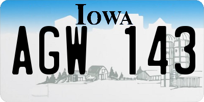 IA license plate AGW143