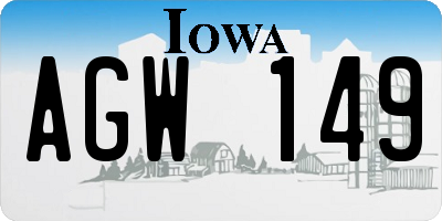 IA license plate AGW149
