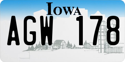 IA license plate AGW178