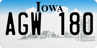 IA license plate AGW180