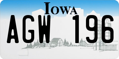 IA license plate AGW196