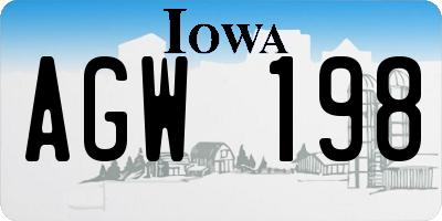 IA license plate AGW198