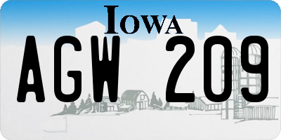 IA license plate AGW209