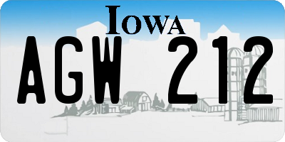 IA license plate AGW212