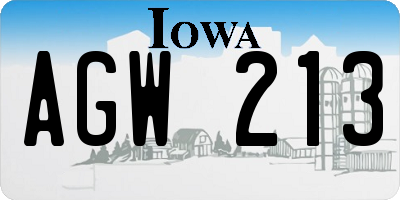 IA license plate AGW213
