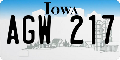 IA license plate AGW217