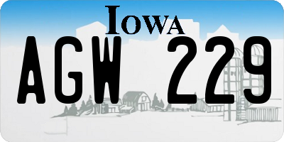 IA license plate AGW229