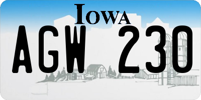 IA license plate AGW230