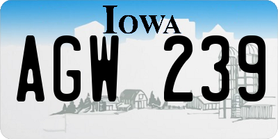 IA license plate AGW239