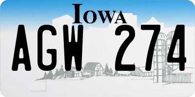 IA license plate AGW274