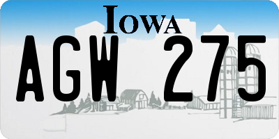 IA license plate AGW275