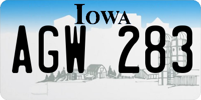 IA license plate AGW283