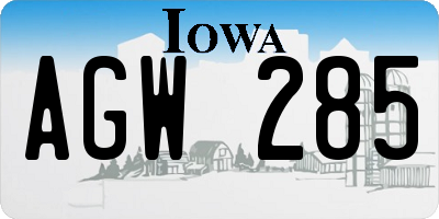 IA license plate AGW285