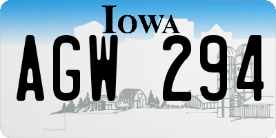 IA license plate AGW294