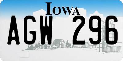 IA license plate AGW296