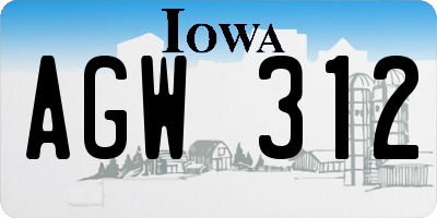 IA license plate AGW312