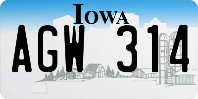 IA license plate AGW314