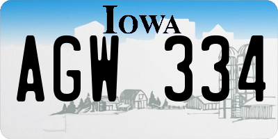 IA license plate AGW334