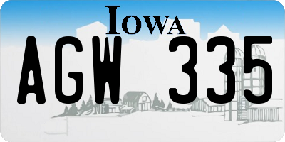 IA license plate AGW335