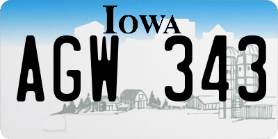 IA license plate AGW343