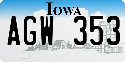 IA license plate AGW353
