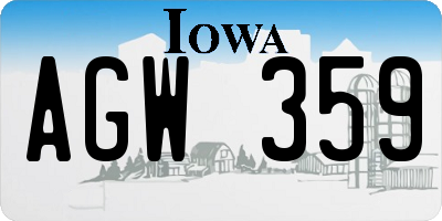 IA license plate AGW359