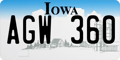 IA license plate AGW360