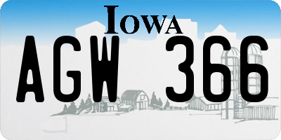 IA license plate AGW366