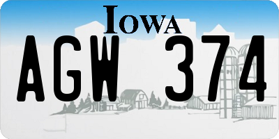 IA license plate AGW374