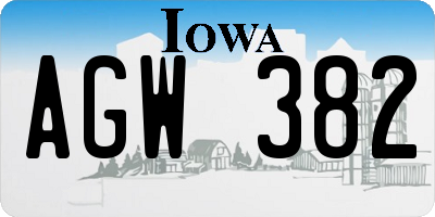 IA license plate AGW382