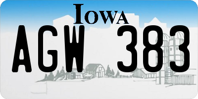 IA license plate AGW383