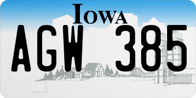 IA license plate AGW385