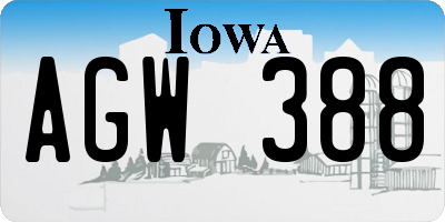 IA license plate AGW388